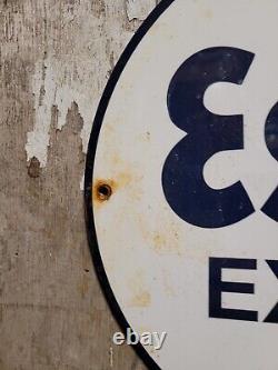 Panneau en porcelaine Vintage Esso Extra pour station-service de pompe à huile de compagnie 12