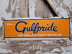 Panneau en porcelaine Vintage Gulfpride Ancienne station-service de garage de station-service d'huile moteur Gulf