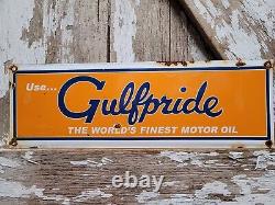 Panneau en porcelaine Vintage Gulfpride Ancienne station-service de garage de station-service d'huile moteur Gulf