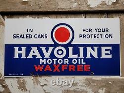 Panneau en porcelaine Vintage Havoline : Huile pour moteur de voiture, station-service, pièces automobiles.