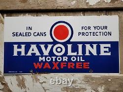 Panneau en porcelaine Vintage Havoline : Huile pour moteur de voiture, station-service, pièces automobiles.