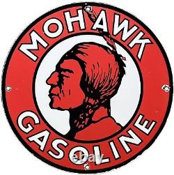 Panneau en porcelaine Vintage Mohawk Gasoline pour pompe à essence de station-service Plaque d'huile moteur Service