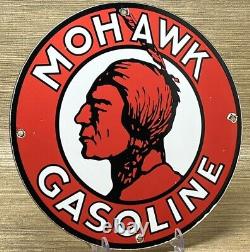 Panneau en porcelaine Vintage Mohawk Gasoline pour pompe à essence de station-service Plaque d'huile moteur Service
