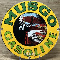 Panneau en porcelaine Vintage Musgo Gasoline pour pompe à essence de station-service et service d'huile moteur