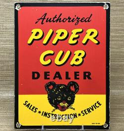 Panneau en porcelaine Vintage Piper Cub Pompe de station-service Vente Service Instruction