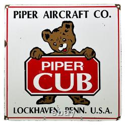 Panneau en porcelaine Vintage Piper Cub pour pompe à essence de station-service - Vente Service Instruction