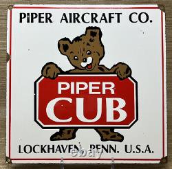 Panneau en porcelaine Vintage Piper Cub pour pompe à essence de station-service - Vente Service Instruction