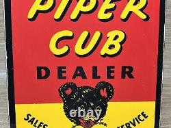 Panneau en porcelaine Vintage Piper Cub pour pompe à essence de station-service Vente Service Instruction