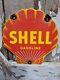 Panneau En Porcelaine Vintage Shell Gasoline 6 Diecut Gas Station Plaque Oil Service