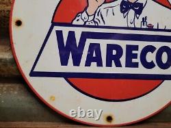 Panneau en porcelaine Vintage Wareco Carburant Ethyl Huile Moteur Essence Station-service