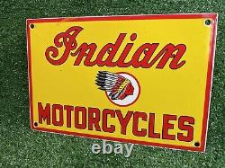 Panneau en porcelaine des motos anciennes indiennes - Vente et service chez le concessionnaire - Station-service