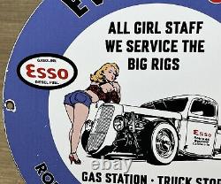 Panneau en porcelaine vintage Esso Gasoline pour pompe à essence de station-service huile moteur service