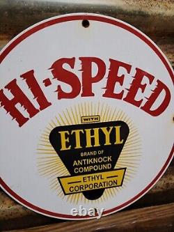 Panneau en porcelaine vintage Hi-speed Ethyl pour station-service de station-service Pompe à essence Antinock
