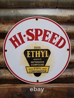 Panneau en porcelaine vintage Hi-speed Ethyl pour station-service de station-service Pompe à essence Antinock