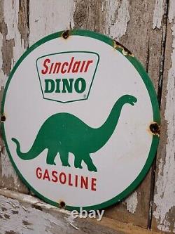 Panneau en porcelaine vintage Sinclair Dino pour station-service de carburant moteur et lubrifiants