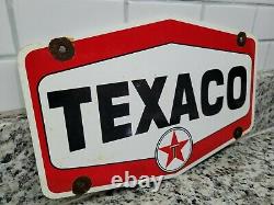 Plaque De Pompe De Service De La Station D'essence À Moteur Texaco Porcelaine Vintage Texas Co