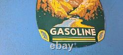 Plaque Vintage en Porcelaine de Station-Service de Montagne d'Alta Gasoline