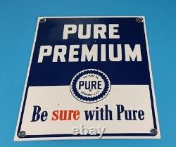 Plaque d'enseigne de pompe à essence Vintage Pure Oil Co Porcelain Pep Gasoline Service Station