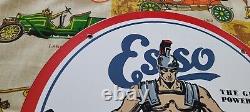 Plaque d'enseigne de pompe à essence vintage en émail de porcelaine Esso Gasoline pour station-service