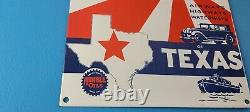 Plaque d'enseigne de pompe de station-service du Texas en porcelaine pour essence humble vintage