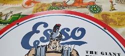 Plaque d'enseigne de pompe de station-service en émail de porcelaine d'essence Esso vintage