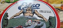 Plaque d'enseigne de pompe de station-service en émail de porcelaine d'essence Esso vintage