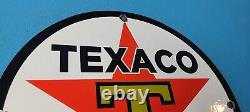 Plaque d'enseigne de pompe de station-service texane en porcelaine de carburant Vintage Texaco Gasoline