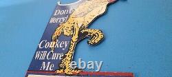 Plaque d'enseigne de station-service Vintage Conkey's Poultry Porcelain Gas Pump Service Store