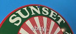 Plaque d'enseigne de station-service en porcelaine Vintage Sunset Gasoline Motor Oil Pump