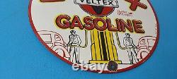 Plaque d'enseigne de station-service en porcelaine pour pompe à essence Vintage Veltex Gasoline Motor Oil