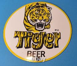 Plaque d'enseigne en porcelaine de la brasserie Vintage Tiger Beer pour une station-service de gaz