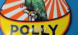 Plaque d'enseigne en porcelaine de la station-service Vintage Polly Gasoline avec perroquet