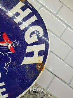 Plaque de pompe à essence Vintage Ace High en porcelaine de Midwest Motor Oil Station-Service