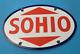 Plaque De Pompe à Essence Vintage Sohio Gasoline En Porcelaine De La Station-service Ohio Gas