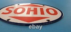 Plaque de pompe à essence Vintage Sohio Gasoline en porcelaine de la station-service Ohio Gas
