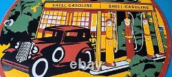 Plaque de pompe à essence de service en porcelaine Vintage Shell Gasoline 11 3/4 panneau publicitaire