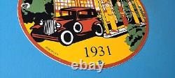Plaque de pompe à essence de service en porcelaine Vintage Shell Gasoline 11 3/4 panneau publicitaire