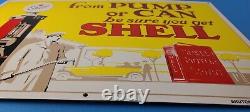 Plaque de pompe à essence en porcelaine Vintage Shell Gasoline pour station-service