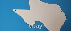 Plaque de pompe à essence vintage en porcelaine blanche de l'État du Texas