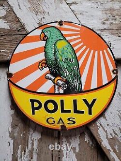 Plaque de pompe de service de station-service en porcelaine vintage Polly Gas Bird
