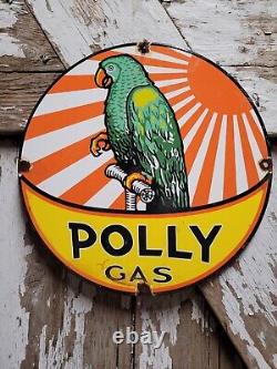 Plaque de pompe de service de station-service en porcelaine vintage Polly Gas Bird