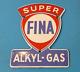 Plaque De Pompe De Station-service En Porcelaine De Vintage Fina Gasoline Alkyl Gas.