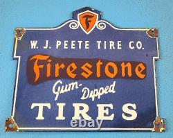 Plaque de pompe de station-service en porcelaine de pneus Vintage Firestone