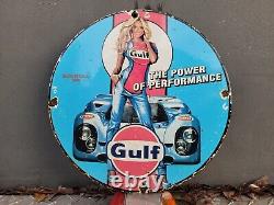 Plaque de service de station-service Gulf en porcelaine vintage pour pompe à essence d'huile moteur de voiture de course