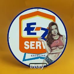 Plaque de signalisation en porcelaine E-z Service Gasoline Vintage pour pompe à essence de station-service automobile