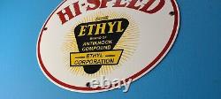 Plaque de signalisation en porcelaine de la station-service Vintage Hi-speed Ethyl Gasoline