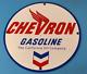 Plaque De Station-service En Porcelaine Vintage Chevron Gasoline Pour Pompe à Essence Et Huile Moteur