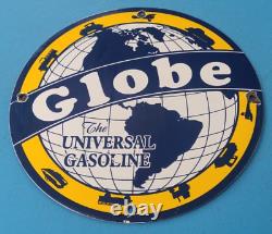 Plaque de station-service en porcelaine Vintage Globe Gasoline Universal Service Pump Plate Sign