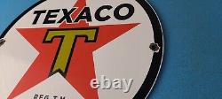 Plaque de station-service en porcelaine Vintage Texaco Gasoline Gas Oil Texas.