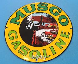 Plaque de station-service en porcelaine pour pompe d'essence vintage Musgo Gasoline